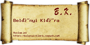 Belényi Klára névjegykártya